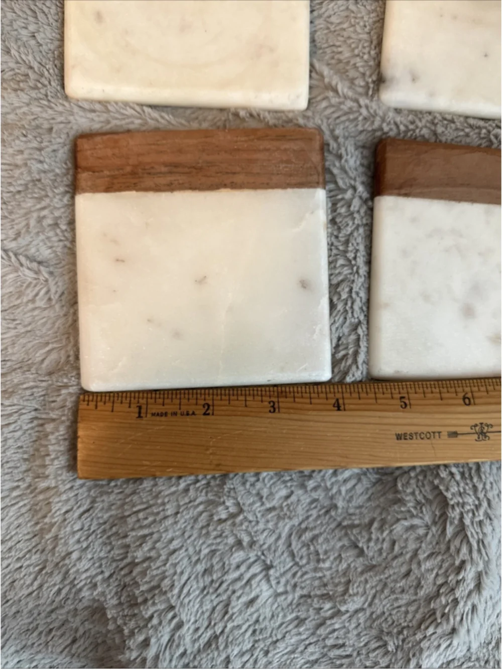 High End Marble/wood MCM Luxury Coasters, Heavy Lot Of 4